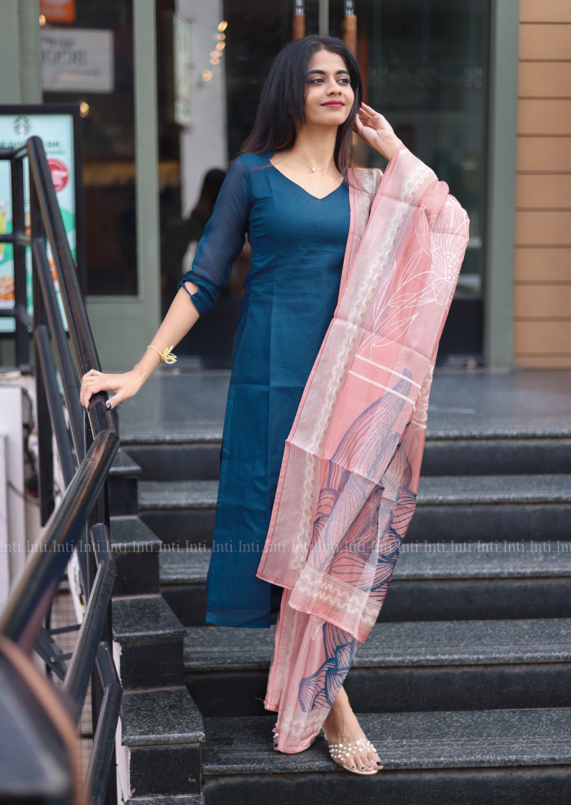 Indigo Wave Top & Dupatta Set