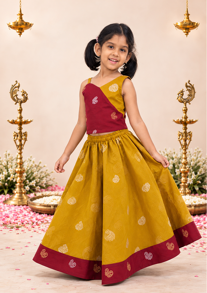 Kesar Koko Kids Crop Top & Skirt Set