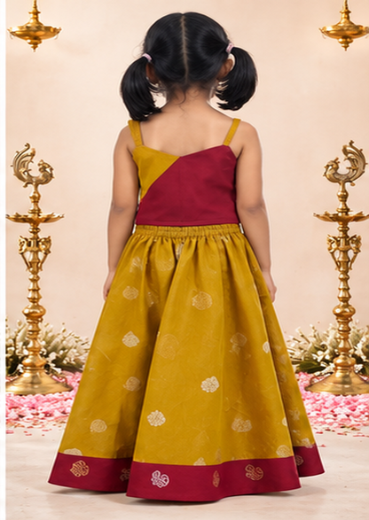 Kesar Koko Kids Crop Top & Skirt Set