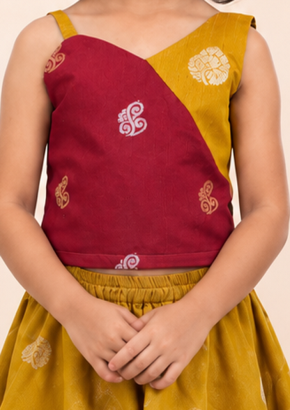 Kesar Koko Kids Crop Top & Skirt Set