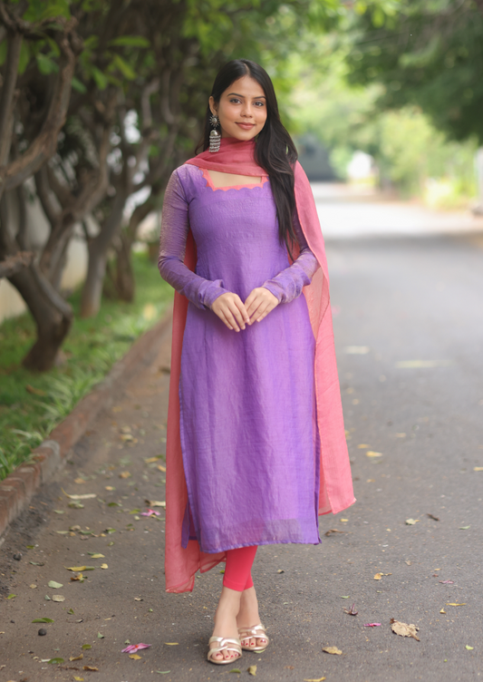 Lilac Candy Top & Dupatta Set