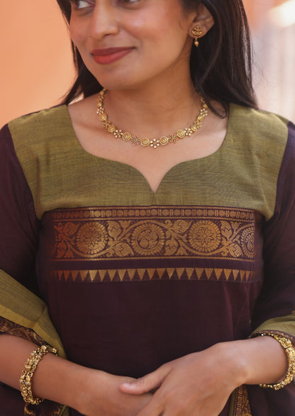 Mulberry Zari Top & Dupatta Set