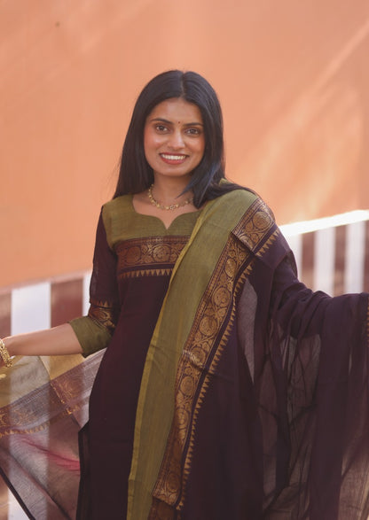 Mulberry Zari Top & Dupatta Set