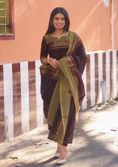 Mulberry Zari Top & Dupatta Set