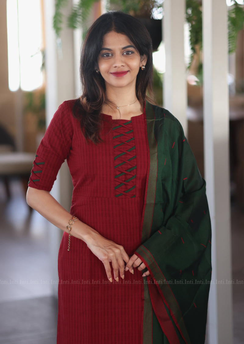 Merlot Grace Top & Dupatta Set