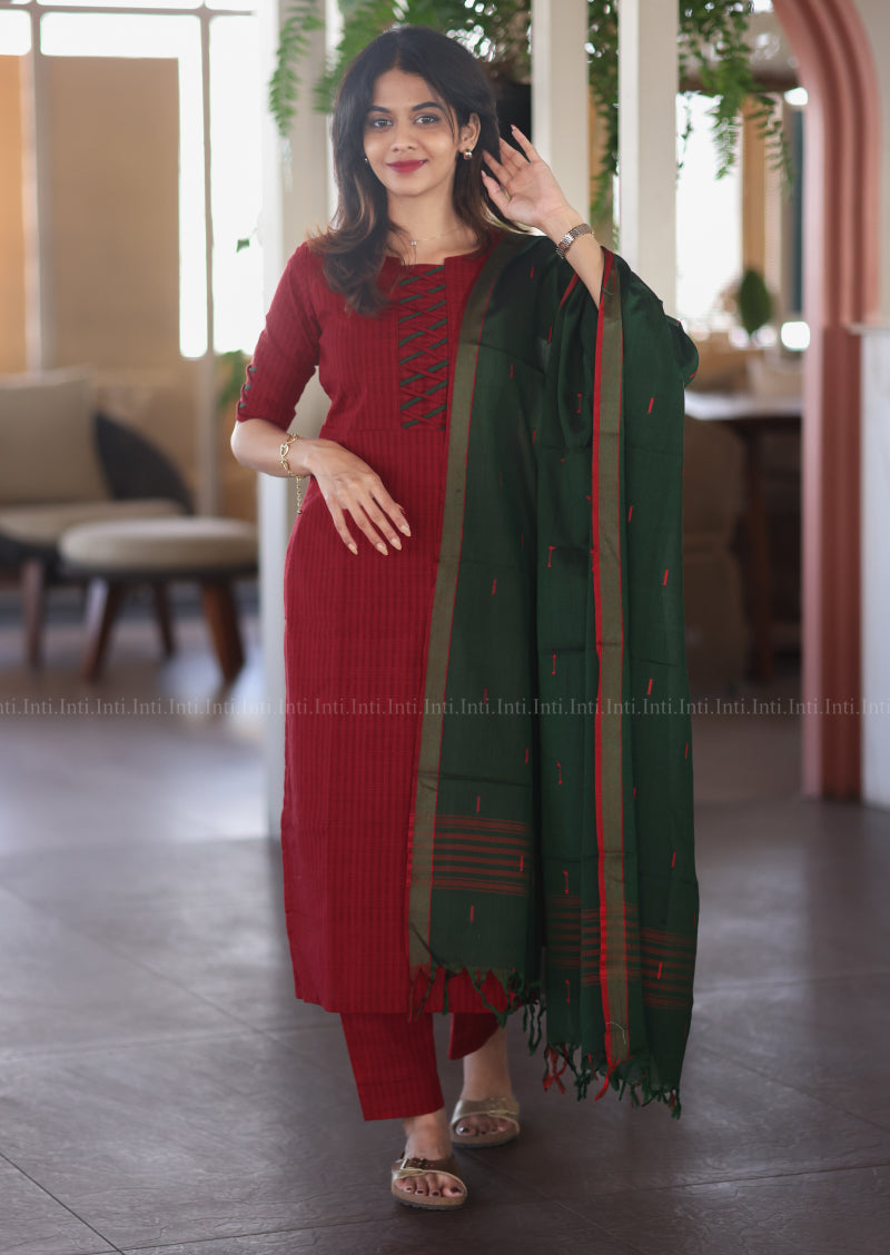 Merlot Grace Top & Dupatta Set