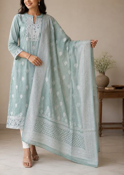 Mint Elysee Top & Dupatta Set