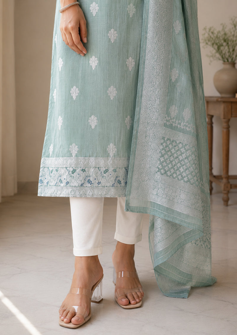 Mint Elysee Top & Dupatta Set