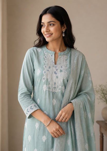 Mint Elysee Top & Dupatta Set