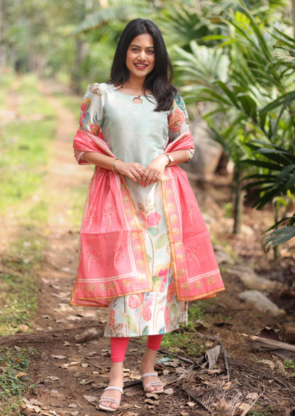 Mint rose Top & Dupatta Set