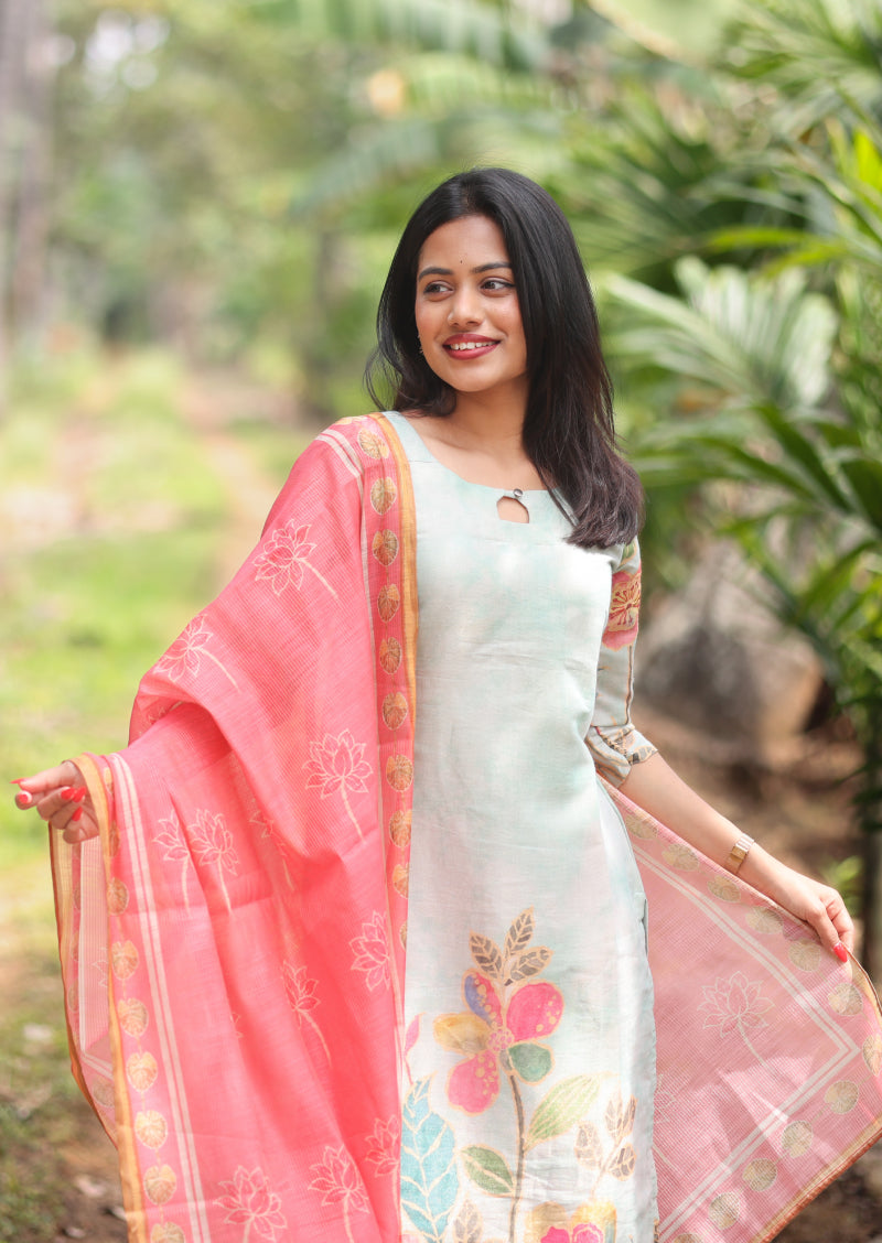 Mint rose Top & Dupatta Set