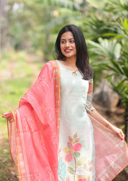 Mint rose Top & Dupatta Set