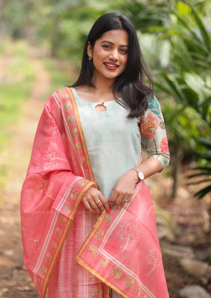 Mint rose Top & Dupatta Set