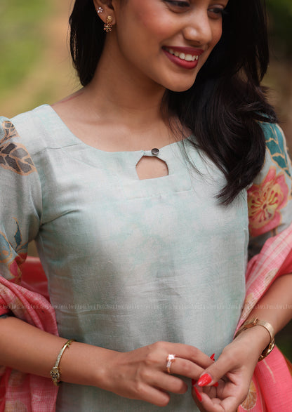 Mint rose Top & Dupatta Set