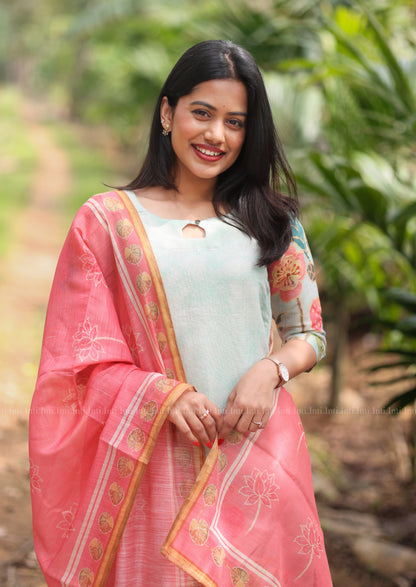 Mint rose Top & Dupatta Set