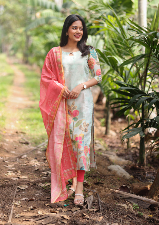 Mint rose Top & Dupatta Set