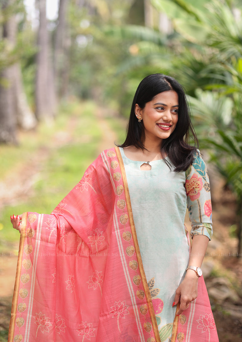 Mint rose Top & Dupatta Set