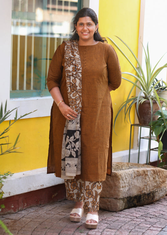 Mudbrown Craft Salwar Suit