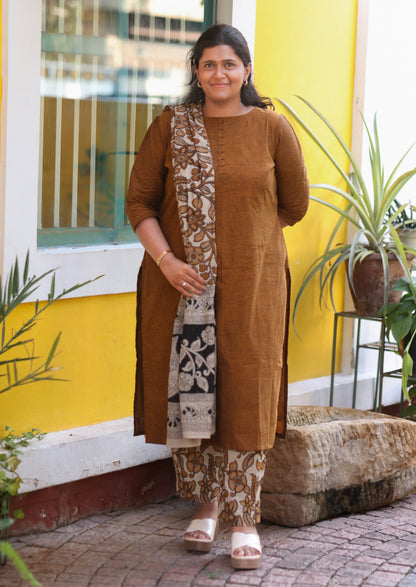 Mudbrown Craft Salwar Suit
