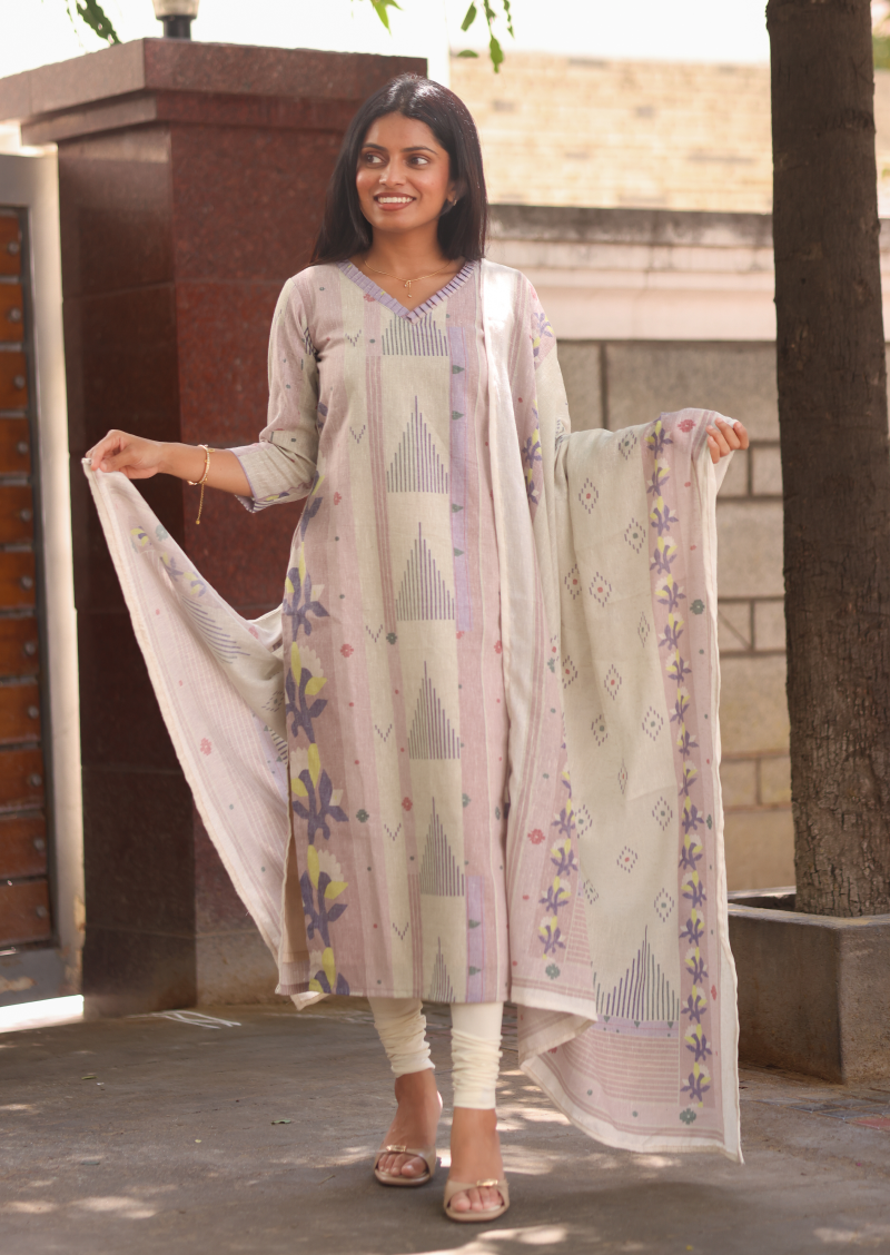 Muted Rose Top & Dupatta Set