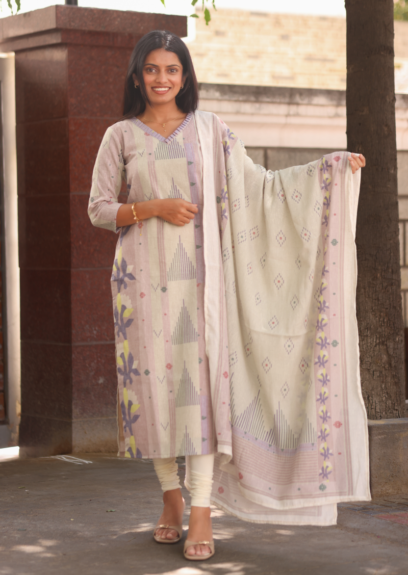 Muted Rose Top & Dupatta Set