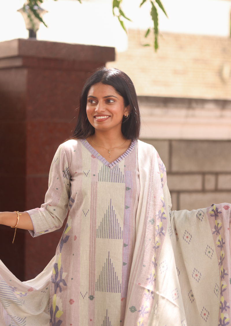 Muted Rose Top & Dupatta Set