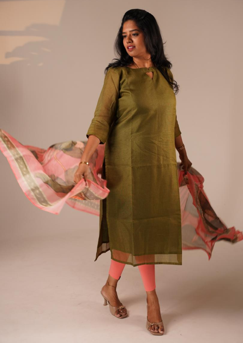Evergreen Weave Top & dupatta Set