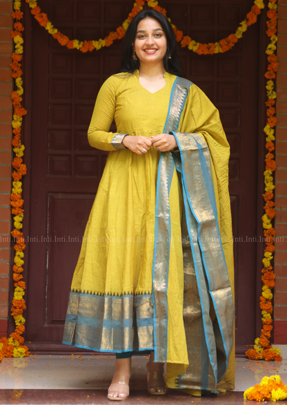 Ochre Woven Anarkali