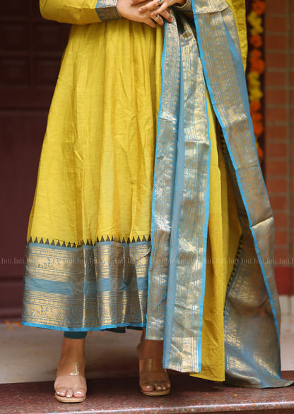 Ochre Woven Anarkali