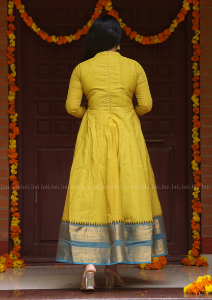 Ochre Woven Anarkali