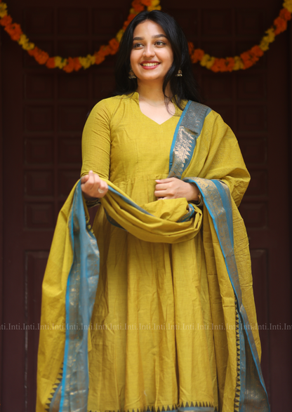 Ochre Woven Anarkali
