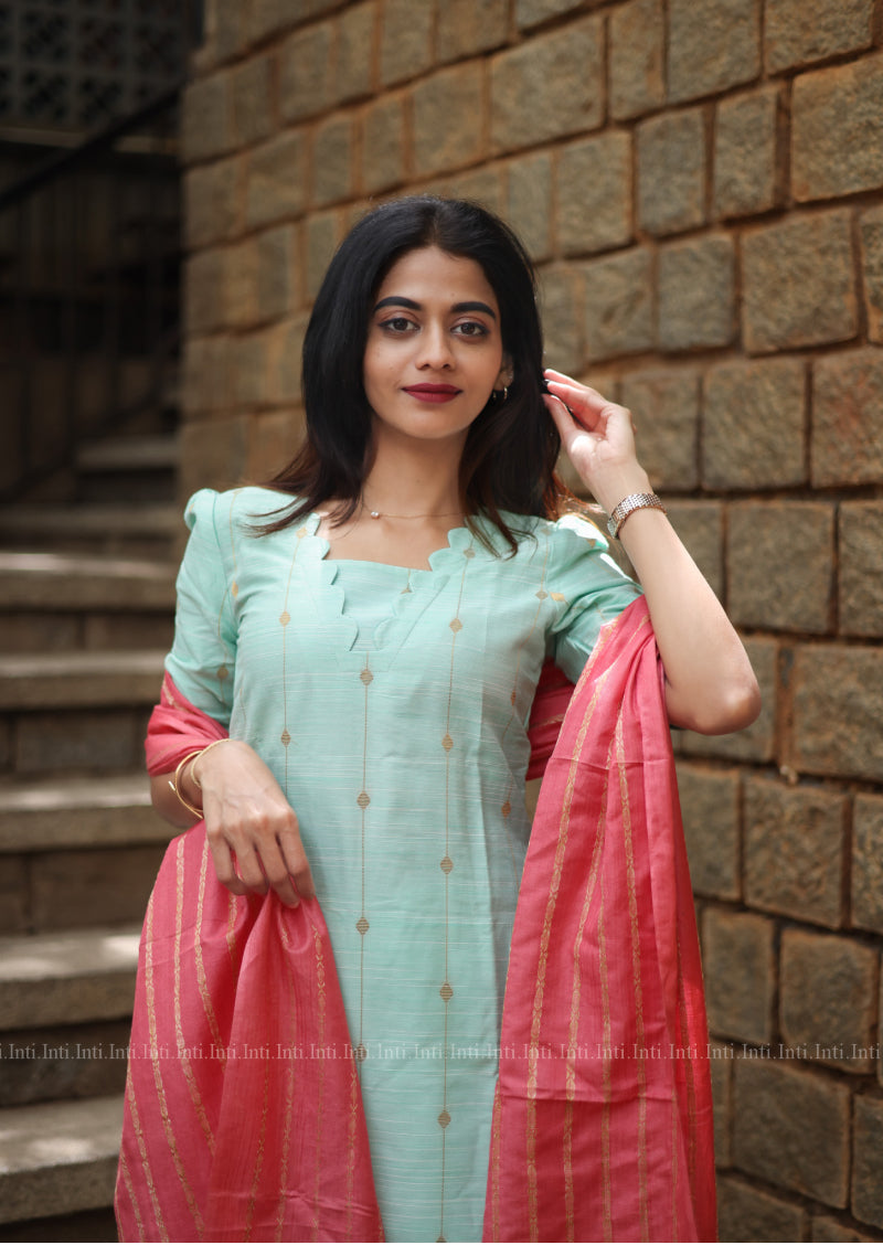 Pastel Pistha Thread Top & Dupatta Set