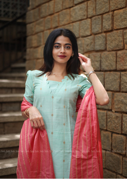 Pastel Pistha Thread Top & Dupatta Set