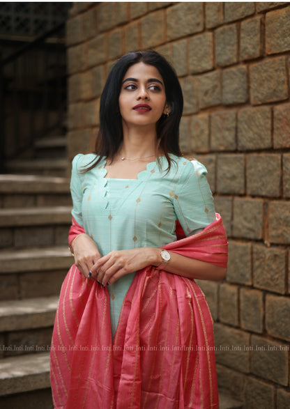 Pastel Pistha Thread Top & Dupatta Set