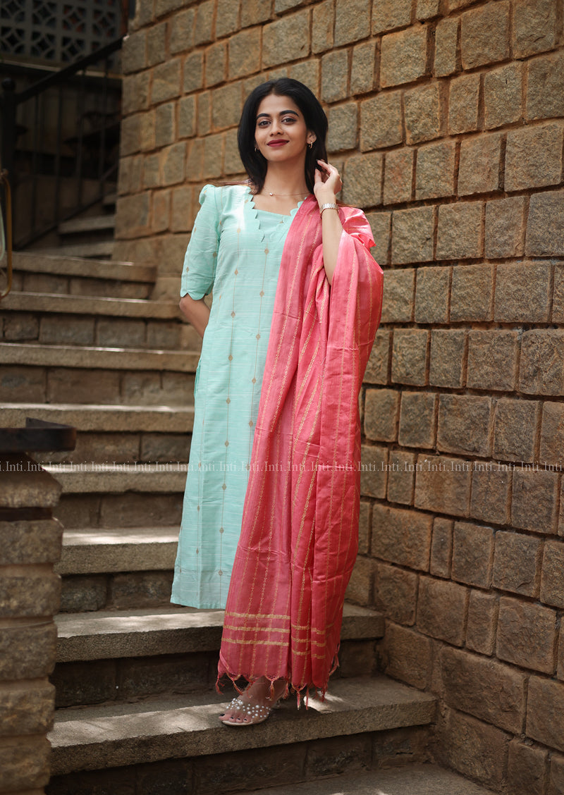 Pastel Pistha Thread Top & Dupatta Set