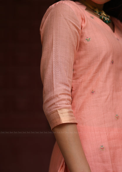 Peach Flourish Top & Dupatta Set