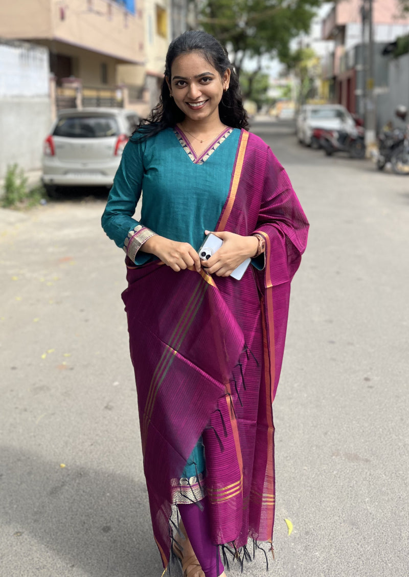 Peacock Bloom Top & Dupatta Set