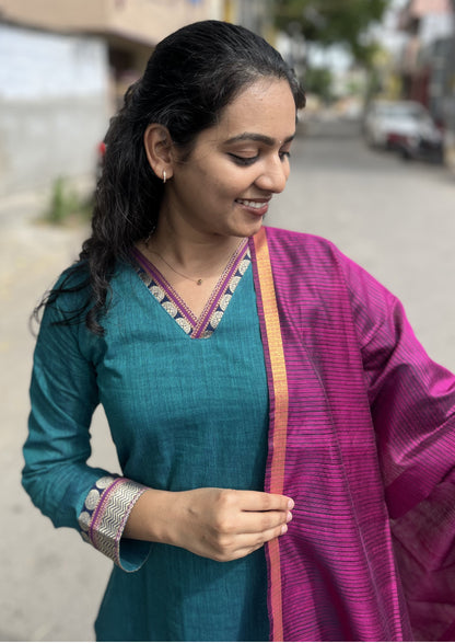 Peacock Bloom Top & Dupatta Set