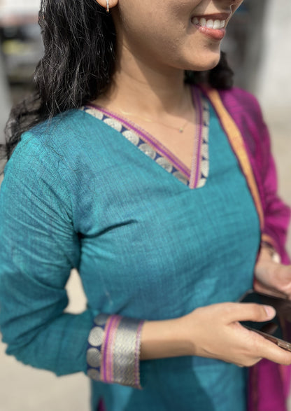 Peacock Bloom Top & Dupatta Set