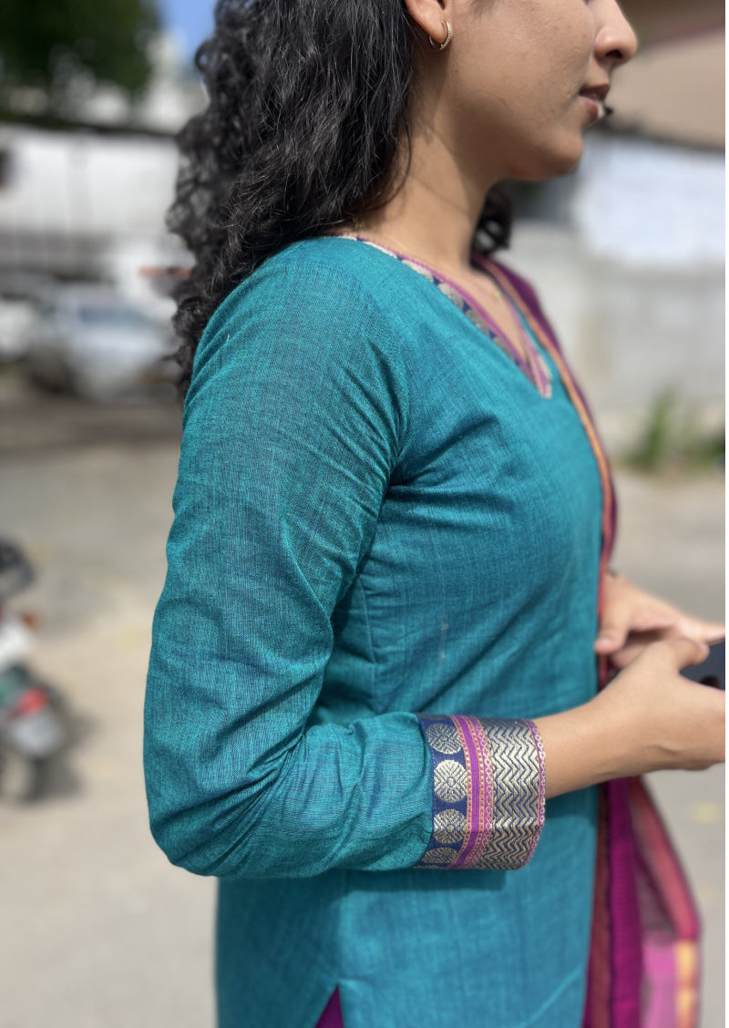 Peacock Bloom Top & Dupatta Set