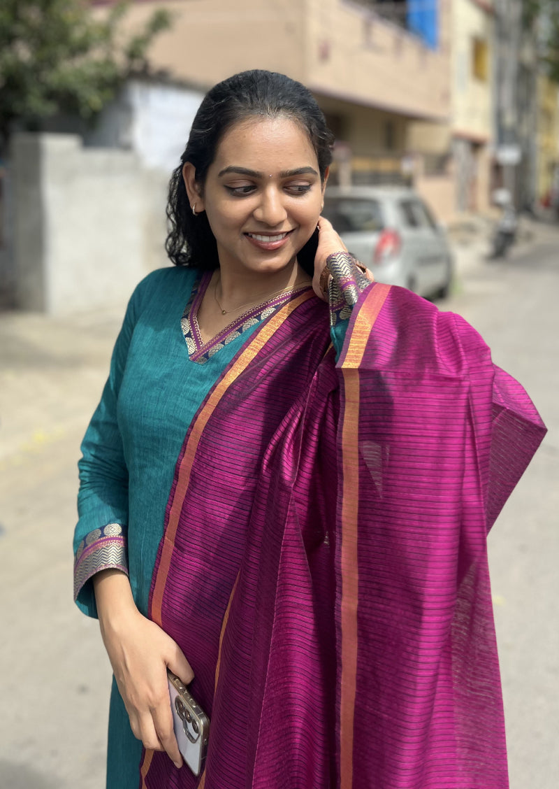 Peacock Bloom Top & Dupatta Set