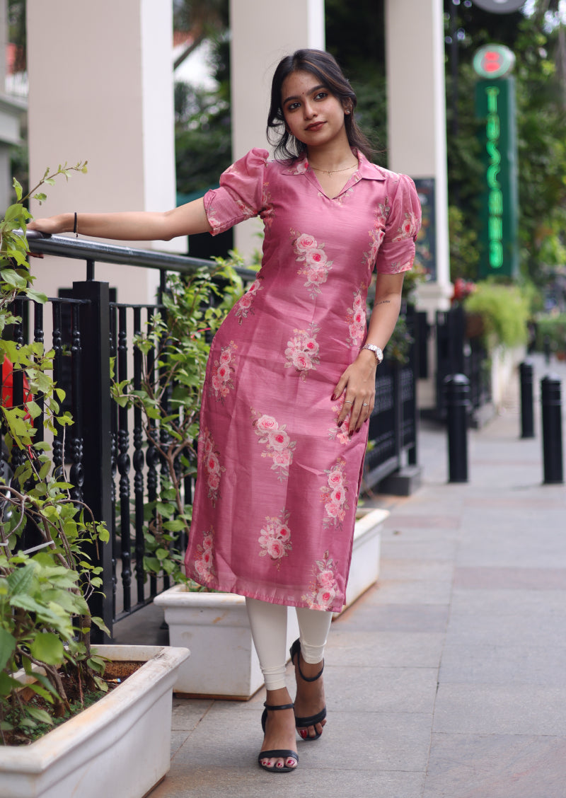 Pink Bloom Kurti