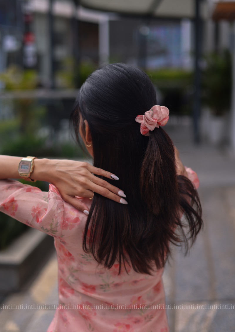 Pink Floral Tissue Kurti