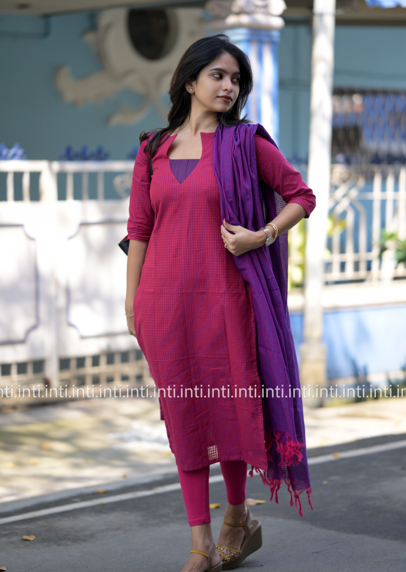 Rose Plaid Top and Dupatta Set