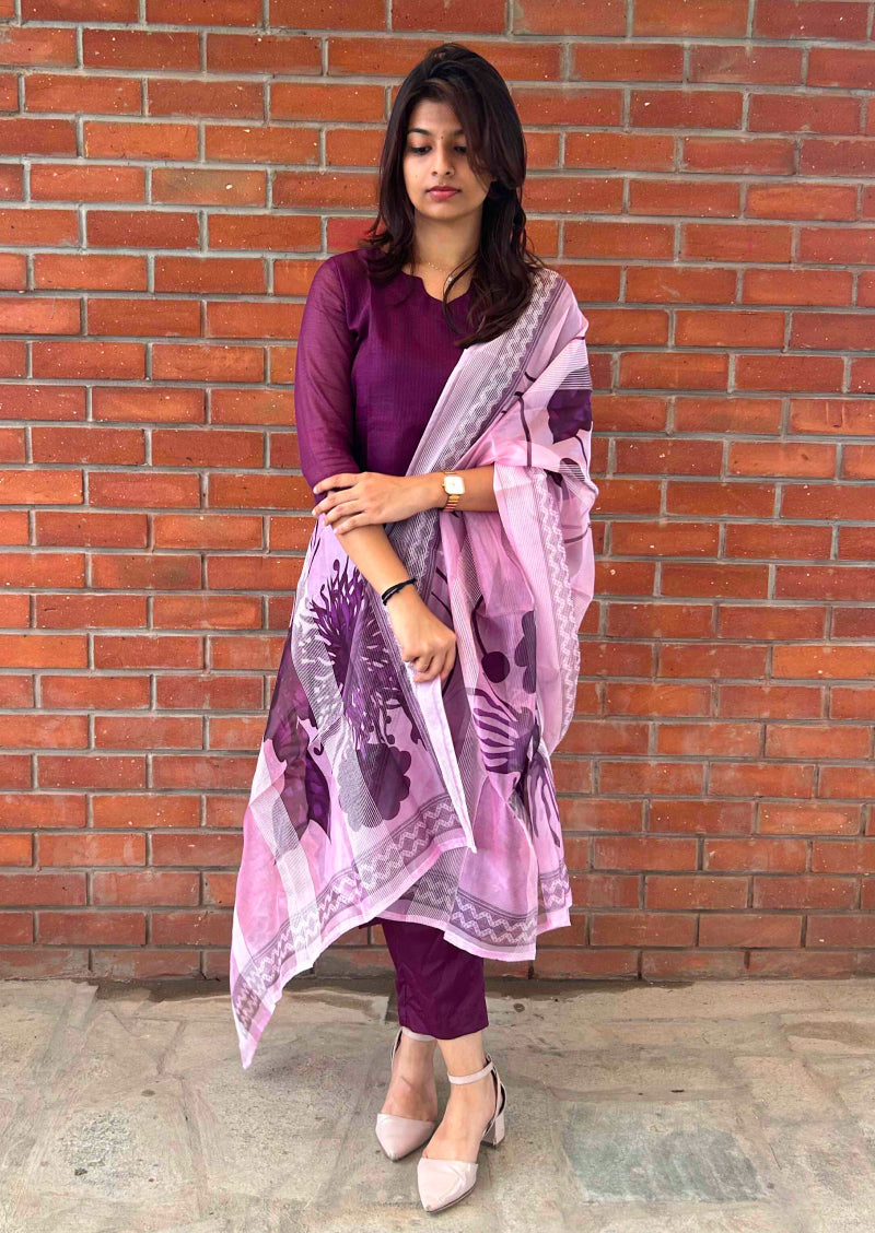 Plumtide Top & Dupatta Set