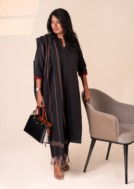 Raven Thread Top & Dupatta Set