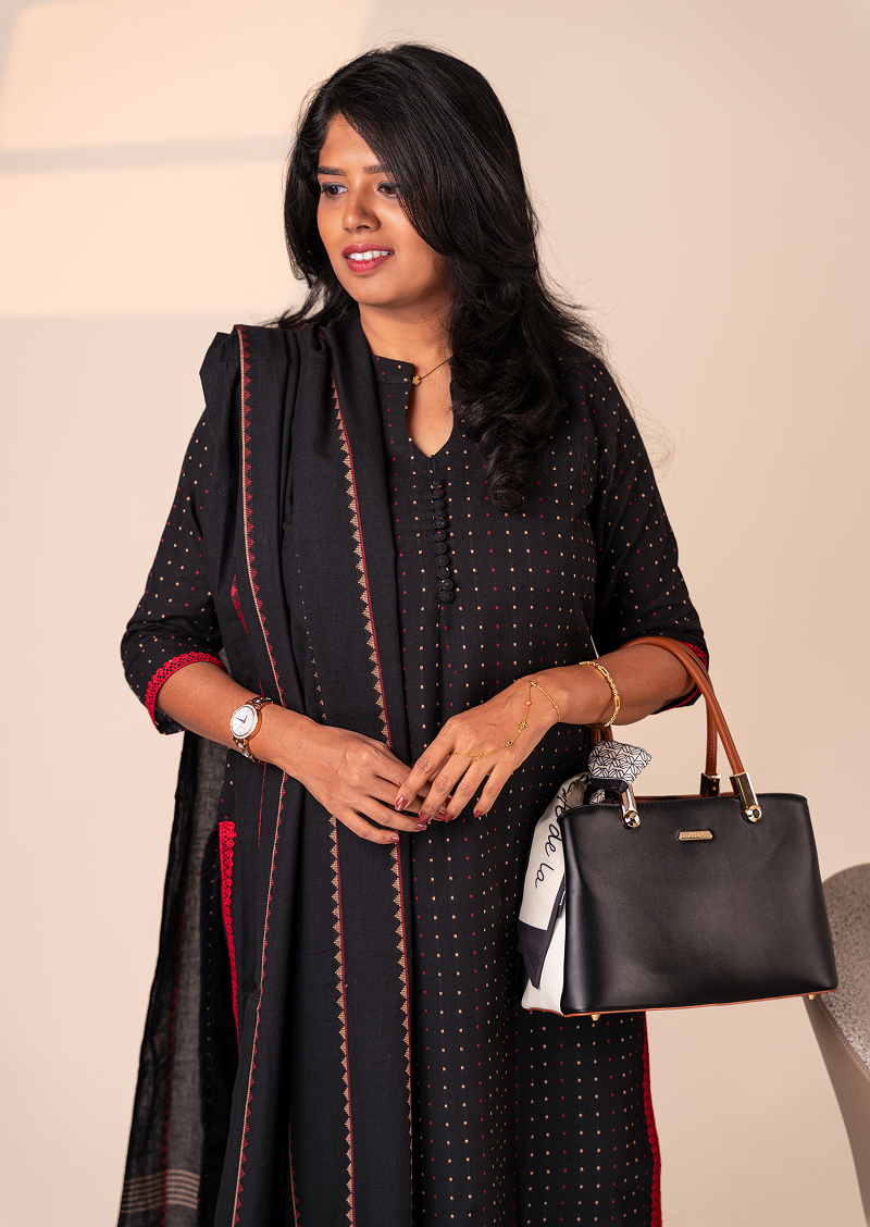 Raven Thread Top & Dupatta Set
