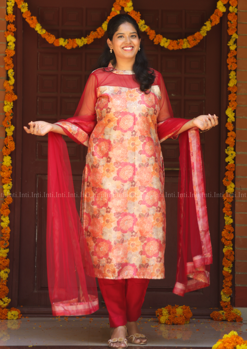 Rose Treasury Top & Dupatta Set