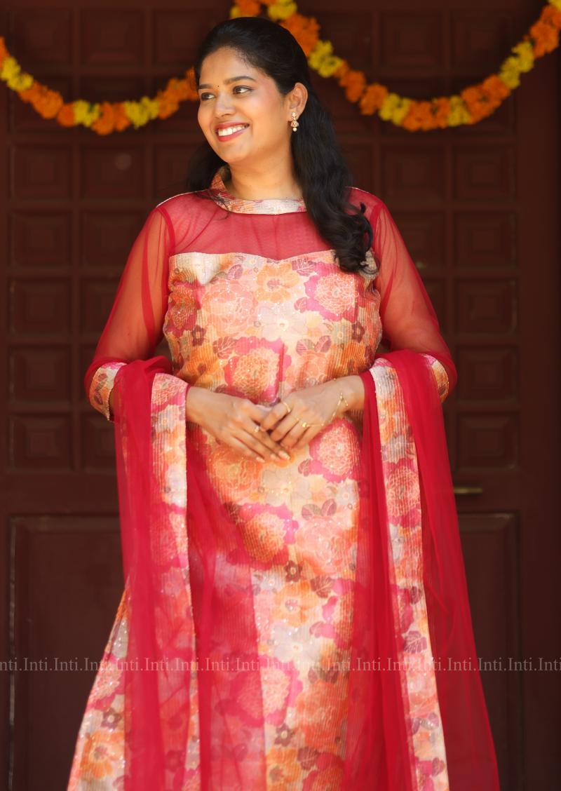 Rose Treasury Top & Dupatta Set