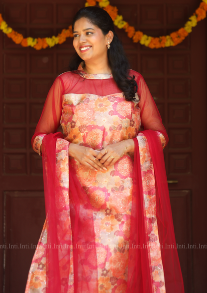 Rose Treasury Top & Dupatta Set